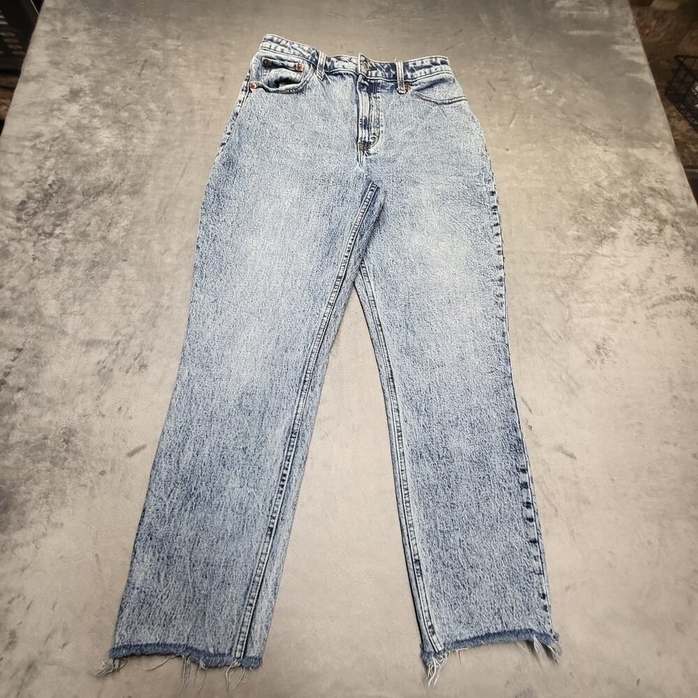 Abercrombie & Fitch Jeans Womens 6R Light Blue The Mom High Rise Relaxed Fringe